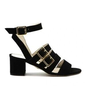 Bettye Muller Women's Tingle Black Suede  Strappy‎ Buckle Sandals 38.5 US 8